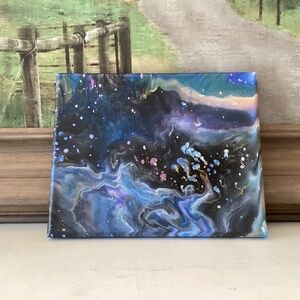 Original Art Abstract Marble Acrylic Pour Fluid Painting Canvas Wall Decor 8x10”